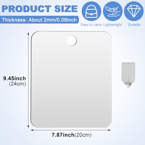 Fogless Shower Mirror with Hook – Shatterproof Acrylic 7.87x9.45in