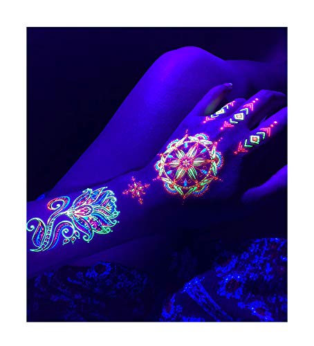 UV Glow Temporary Tattoos for Blacklight Parties