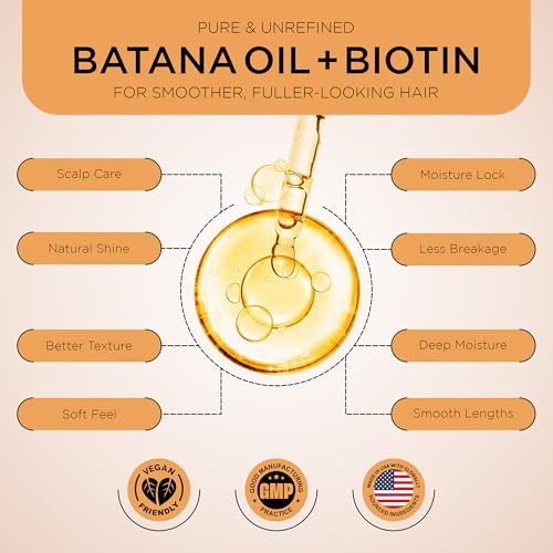 Natural Hair Oil Blend with Biotin for Dry Scalp & Frizz Control - 2oz