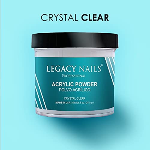 Legacy Nails Professional CLEAR ACRYLIC POWDER - 241g / 8oz. - High-Quality, Fast-Drying Formula for Nail Extensions, Sculpting & Overlays, Salon-Grade, Long-Lasting Finish
