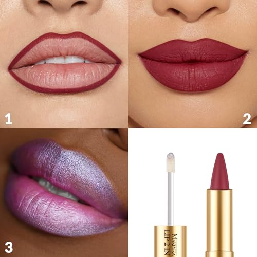 MAKI YIKA LGA08 Dark Purple Lip Liner & Silver Lip Gloss Set for Women
