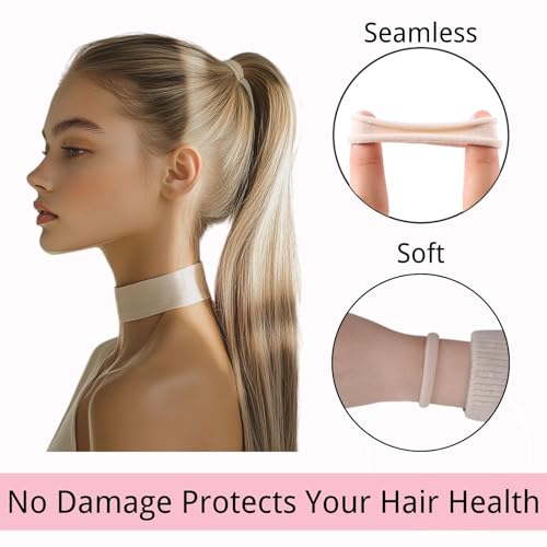 LuSeren Neutral Fabric Hair Ties - Soft Stretch Elastic Ponytail Holders for Women, 120 Pieces
