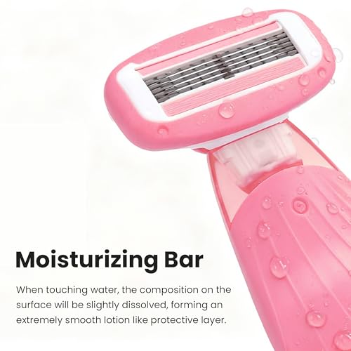 Keropy Pink Self-Lubricating 5-Blade Razor for Women with Travel Case