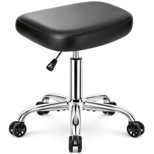 Heavy Duty Rolling Stool 450lb, 22" Metal Base with Wheels