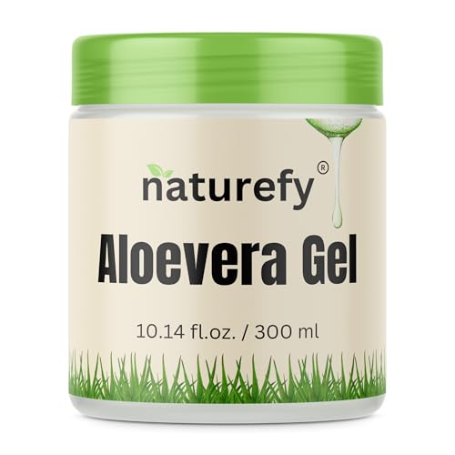 Aloe Vera Gel | 100% Pure & Organic | Farm Fresh Aloe Vera Pulp Extract with Jojoba Oil, Glycerine & Vitamin E | Hydrating, Soothing & Skin Repair Gel for Face, Hair & Body | 10.14 fl.oz.