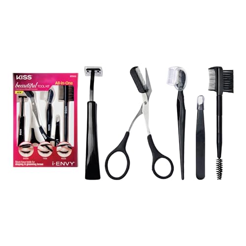 i-ENVY All-in-One Beautiful Tool Kit for Expert Eyebrow Shaping and Grooming, Precision Eyebrow Shaping Tools, Includes Brow Brushes, Scissor-Comb, Tweezers, Razor