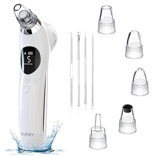 Blackhead Remover Vacuum Facial Pore Cleaner Electric Comedone Whitehead Extractor 5 Suction Probes and 5 Suction Levels Rechargeable Black Heads Remover Tools for Women & Men Facial Skin Care (white)