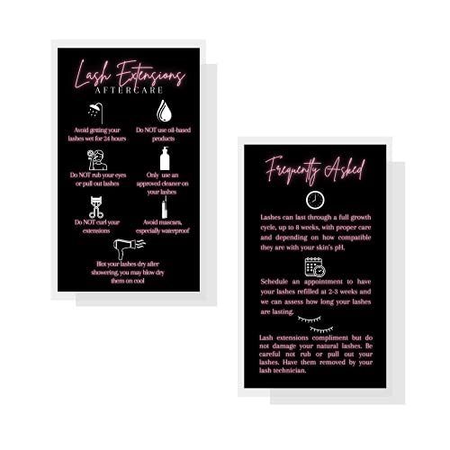 Lash Extension Aftercare Cards - 50 Pack, 2x3.5" Business Card Size