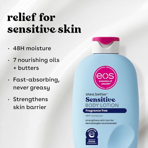 EOS Sensitive Skin Fragrance-Free Body Lotion 16 fl oz (Pack of 1) - 48HR Hydration