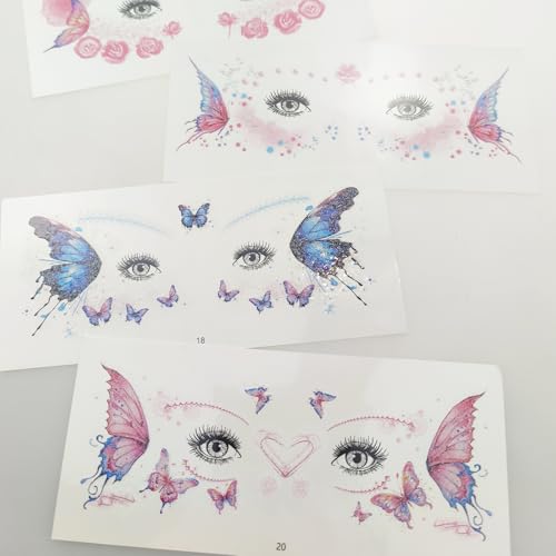 Glitter Fairy Temporary Tattoos - 20 Sheets with Face Gems
