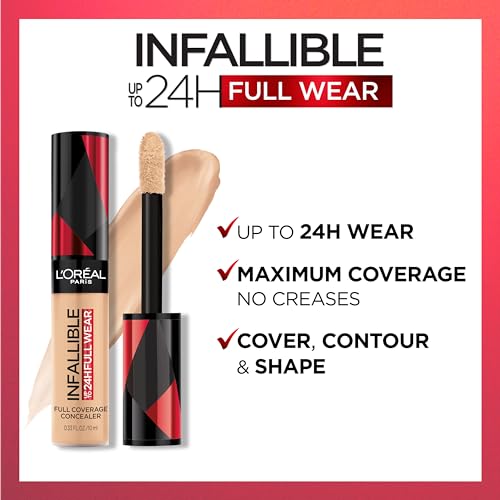 L'Oreal Paris Makeup Infallible Full Wear Waterproof Matte Concealer, Full Coverage, Walnut, 0.33 fl. oz.