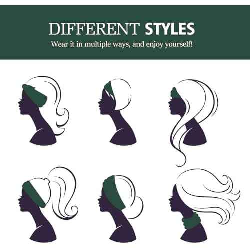 GiLi 2 Pack Wide Headbands for Women Boho African Knotted Non Slip Fashion Hair Bands Yoga Running Sports Workout Gym Head Wraps Elastic Soft Cotton Cloth Turbans Bandana for Girls (Dark Green, Teal)