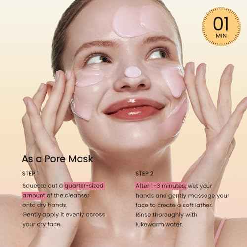 BIODANCE Collagen Mask To Foam Cleanser, Pink Face Wash for Women, 2-in-1 Pore Mask and Hydrating Foaming Facial Cleanser for Sensitive Skin, Oily Skin, Korean Skincare¤Ó5.07 fl. oz. (150 ml)