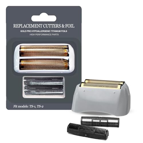 Gold Pro Foil and Cutters Replacement for Andis TS-1, TS-2 (17150/17155/17200) Shavers. (Foil Replacement x1, inner cutters x2)