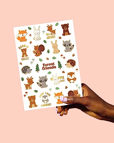 Woodland Animal Temporary Tattoos - 42 Glitter Styles