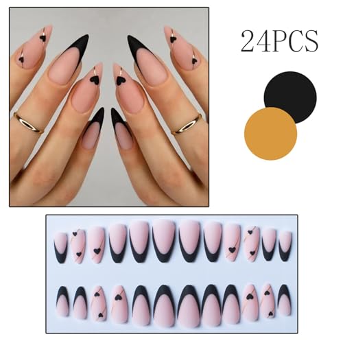 24Pcs Halloween Press on Nails Long Square Fake Nails Cute Ghost Pumpkin Crow Castle Full Cover Bats False Nails with Stars Circle Matte Designs Glue on Nails for Women Girls Nail Art Decoration