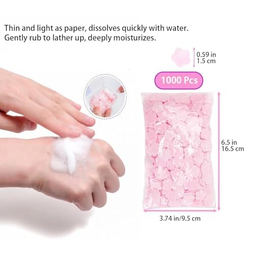 1000 Sheets Pink Portable Hand Soap Disposable Paper Soap, Travel Hiking Washing Hand Bath Toiletry Paper Soap for Kids, Women