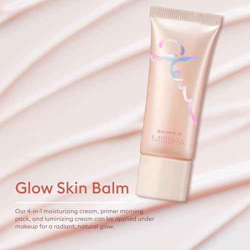 MISSHA Glow Skin Balm 0.68 fl oz/ 20ml, 4-in-1 Primer, Moisturizing Cream, Morning Pack, Luminizing Cream for a Flawless Natural Glow, Glass Skin, Stocking Stuffers