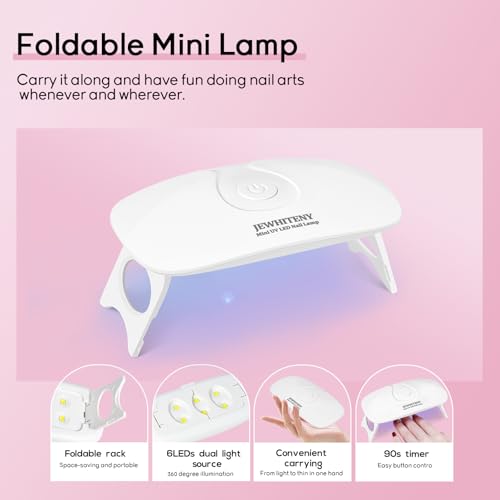 JEWHITENY 14-Color Poly Extension Gel Nail Kit with Mini Lamp & Slip Solution