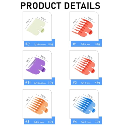 10-Pack Wahl Clipper Guards Set - Color-Coded Hair Cutting Combs