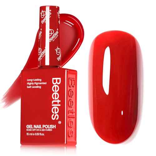 Beetles Red Gel Nail Polish, 15ml Christmas Red Color Soak Off UV LED Gel Polish, Winter Nail Art Design Daring Grace Manicure Salon DIY Home Colorful Bottle Gifts for Women