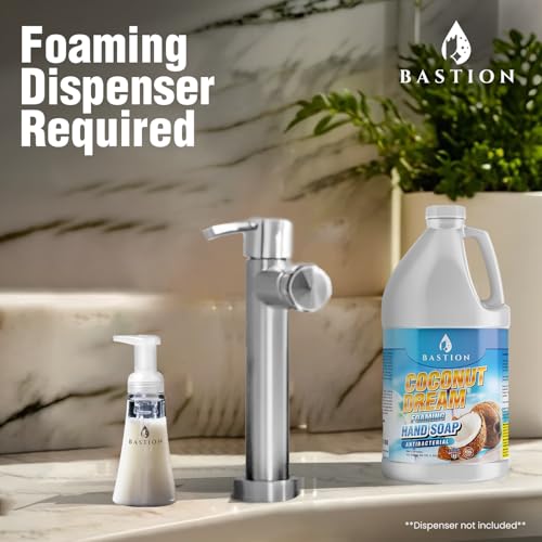 Bastion Antibacterial Foaming Hand Soap - Coconut Dream Hand Wash - Bulk 1/2 Gallon (64 oz) Refill Jug. Coconut Dream Scented. Non-toxic. Made in the USA.(Foaming Dispenser Required)