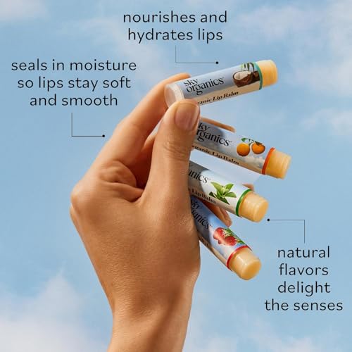 Sky Organics Organic Beeswax Lip Balm 4-Pack | Moisturizing