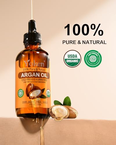 Yoken Pure Argan Oil 4oz - Cold Pressed for Hair & Skin