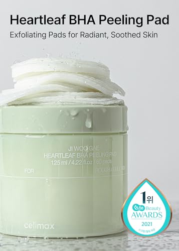 Celimax Heartleaf BHA Peeling Pads | Double-Sided Exfoliating Toner Pads (60 Count)