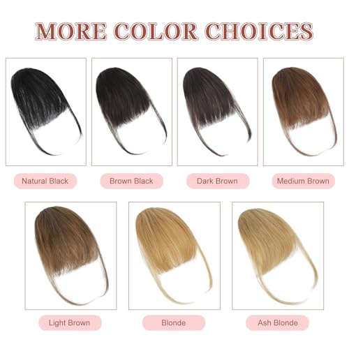 Lommel Clip-In Bangs Human Hair Wispy Curtain Fringe for Women, Natural Ash Blonde