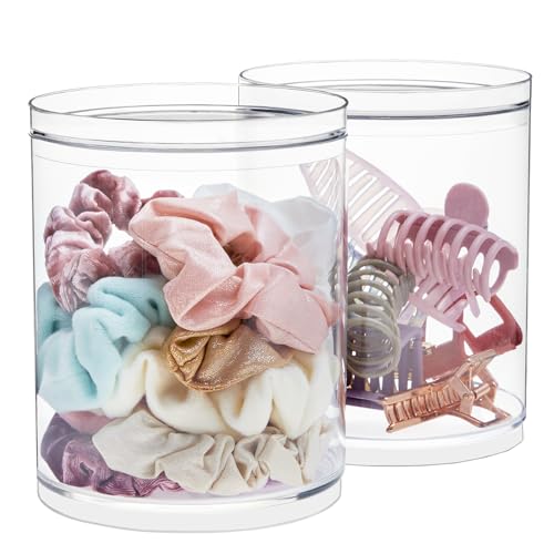 STORi Bella Stackable Clear Plastic Scrunchie Holder Set of 2