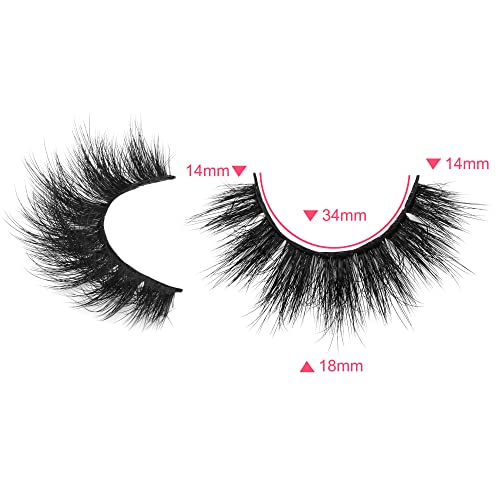 18MM Faux Mink Eyelashes - 12 Pairs Thick Volume False Lashes