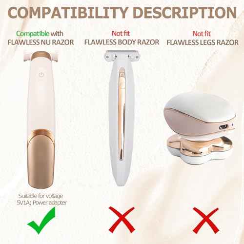 2 PCS Charger Cord Replacement for Flawless Nu Razor, USB Charging Cable for Finishing Touch Flawless Nu Trimmer Power Cord, 5FT