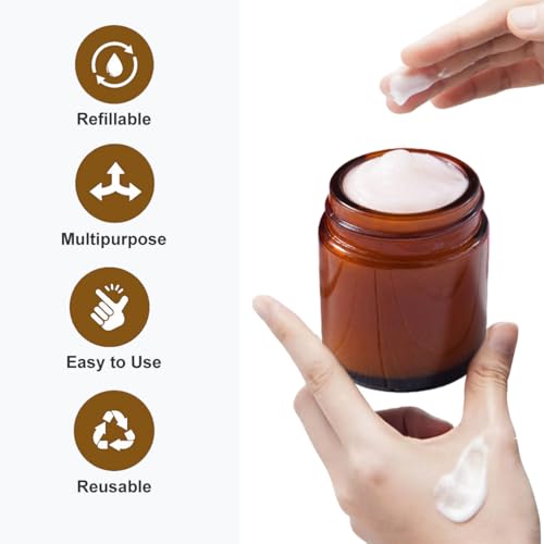 2 Pack 3.4oz Amber Glass Cosmetic Jars with Lids