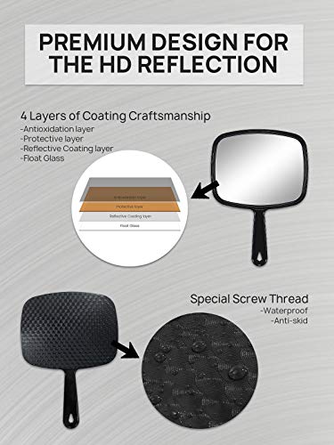 OMIRO 9.3" Handheld Mirror with Handle, Black