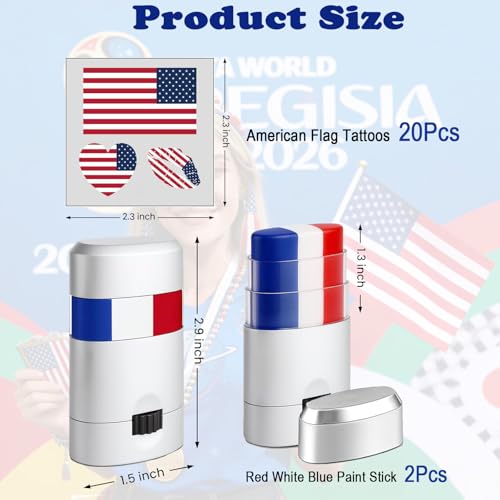 Red White & Blue Face Paint Sticks - Waterproof Sports Makeup