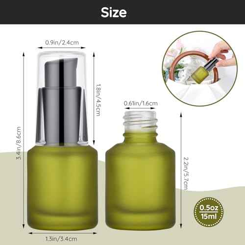 Segbeauty 0.5oz Frosted Glass Pump Bottle Dispenser, 3pcs Empty Travel Size Bottles with Pump, 15ml Refillable Travel Lotion Container, Mini Liquid Containers for Creams Oils Bottle in Mixed Color