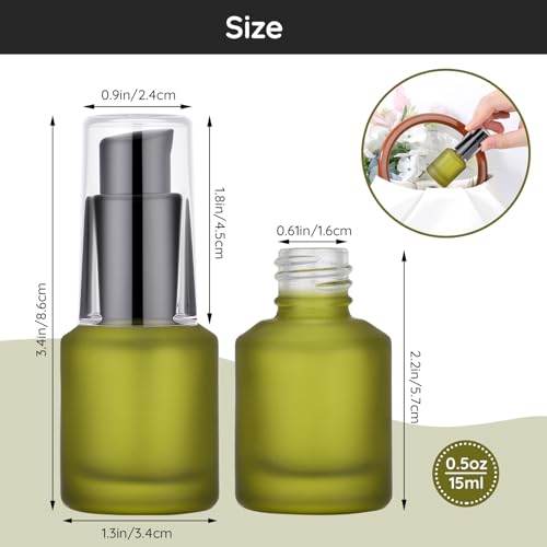 Segbeauty 15ml Frosted Glass Pump Bottles, 3-Pack Travel Dispenser