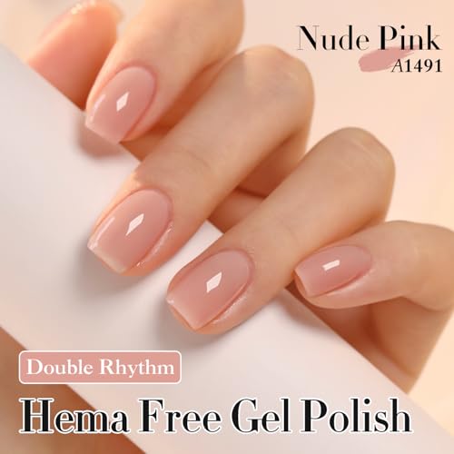 Double Rhythm HEMA Free Jelly Gel Nail Polish - 15ml Translucent Nude Pink