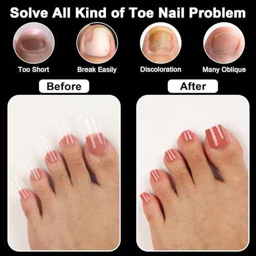 160 Pcs Toe Dual Nail Forms for Poly Gel & Builder Gel Toenail Extension - 16 Sizes Reusable Full Cover Square Toenails Molds - Professional Pedicure Nail Tips for Salon & DIY at Home