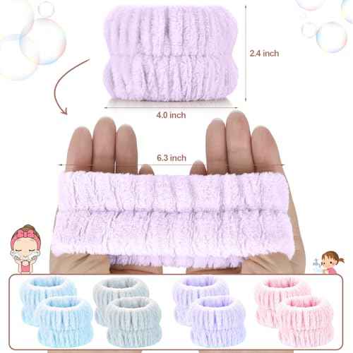 Wrist Bands for Washing Face, 8pcs Spa Face Washing Wristbands, Microfiber Arm Wrist Towels, Absorbent Wash Wristbands for Woman Men, Prevent Water from Spilling Down Your Arms