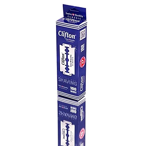100 Clifton Classic Double Edge Razor Blades For Safety Razor - Men¢¥s Safety Razor Blades For Shaving For Men For A Smooth And Clean Shave (1 Year Supply)