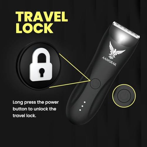 Groin & Body Hair Trimmer for Women & Men | Led Light, Waterproof | Zero Gapped Trimmer | Cordless Electric Shaver for Beard, Face, Nose, Ear, Bikini & Balls | Long Battery Life | Includes 3X Combs