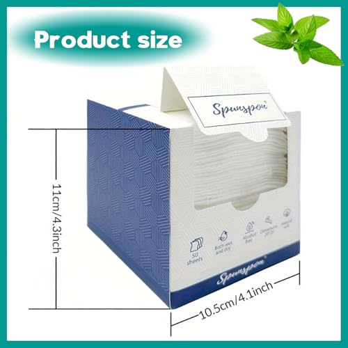 50-Count Clean Towels Disposable Face Towel Biodegradable Standard Size Dry Thick Soft Clean Facial Towels for Sensitive Skin, Makeup Removing, Cleansing, Nursing, Travel
