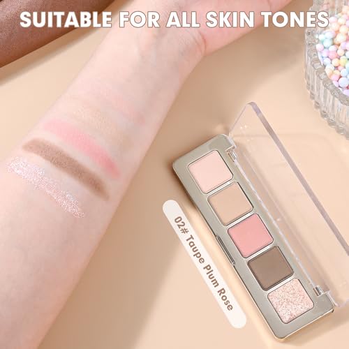 Neutral Eyeshadow Palette - 5 Nude Brown Matte & Shimmer Shades