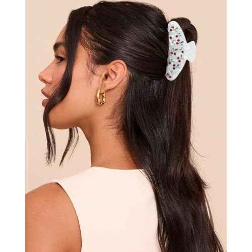 HAIMEIKANG 3 PCs Fruit Hair Claw Clips for Women - Non Slip Strong Hold Cute Non-slip Stylish Accessories for Thick Thin Hair (Cherry Hair Clips)