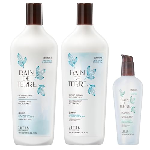 Bain de Terre Jasmine Moisturizing Conditioner, Rich Hydration for Dry Hair, with Argan & Monoi Oils, Paraben-Free, Color-Safe, Vegan