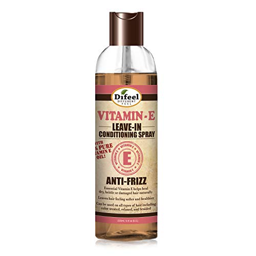 Difeel Anti-Frizz Leave in Conditioning Treatment - 100% Pure Vitamin E Oil 6 oz. with Spray Cap & Dispensing Cap