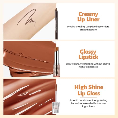 Mocha Mousse Lip Combo Set - Lip Liner, Lipstick & Gloss