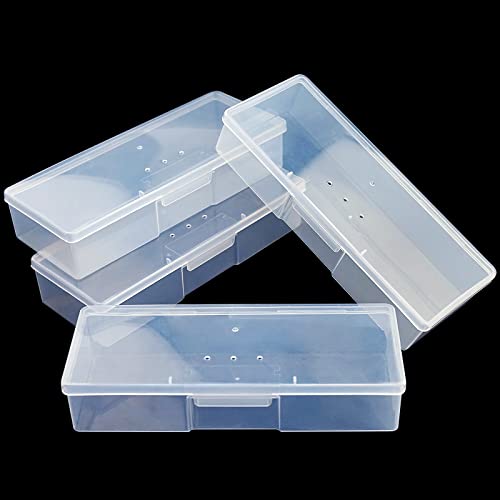 Clear Nail Tool Storage Box Set - 4 Plastic Organizers with Labels